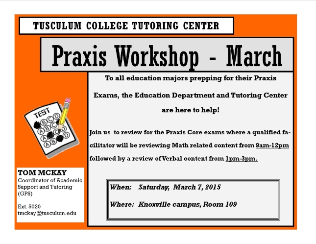 Praxis Core Review Flyer - March - Knoxville only