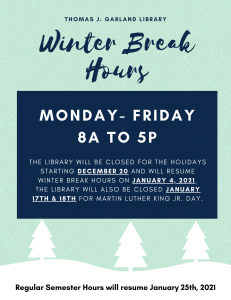 Library Winter Holiday Hours