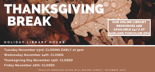 Thanksgiving library hours